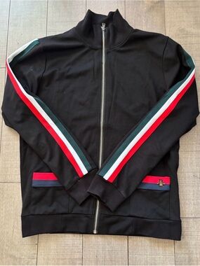 Authentic Gucci Technical Jersey Track Jacket-Bee Patch & Signature Stripes